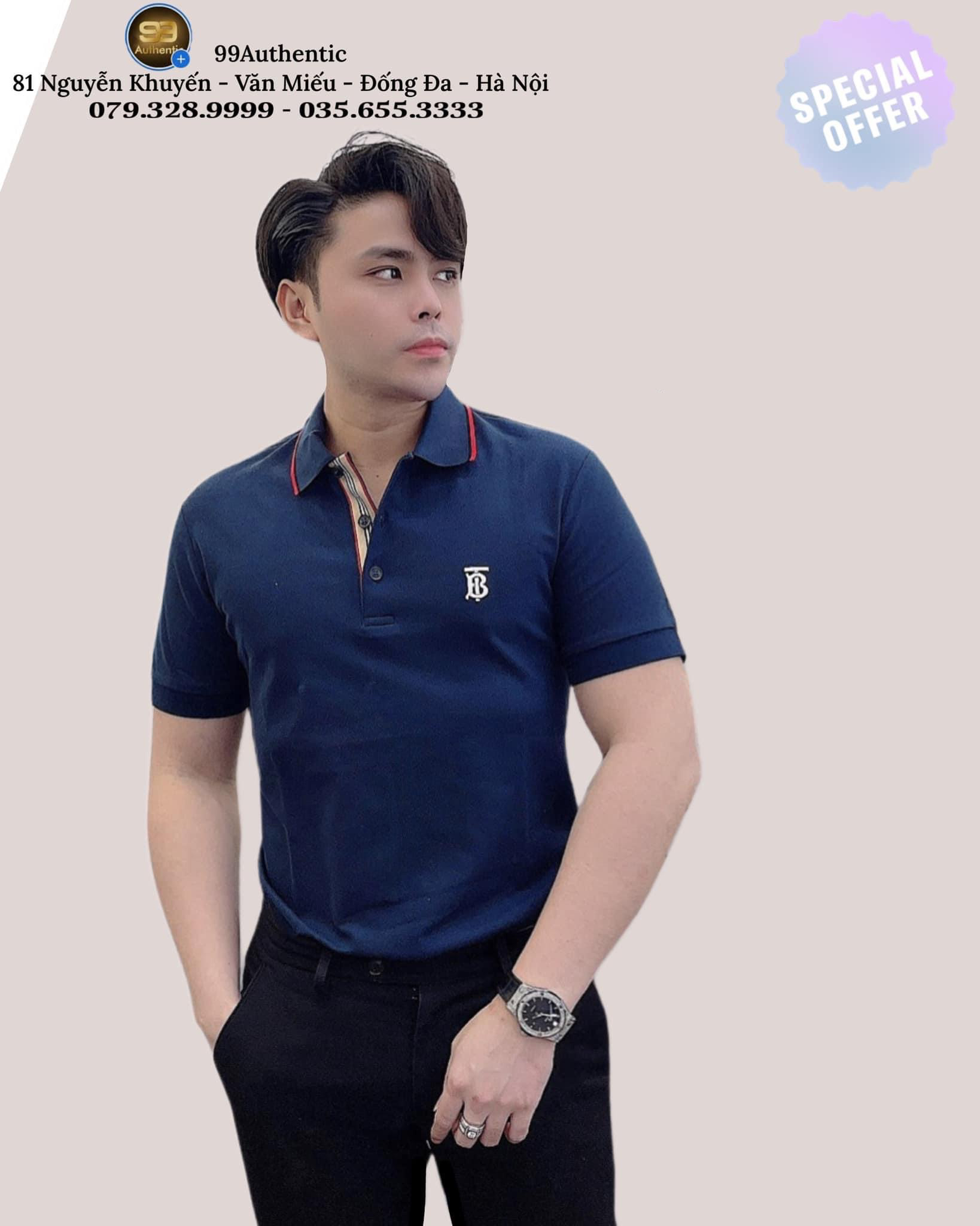 Polo Burberry Navy logo TB thêu ngực – 99 Authentic